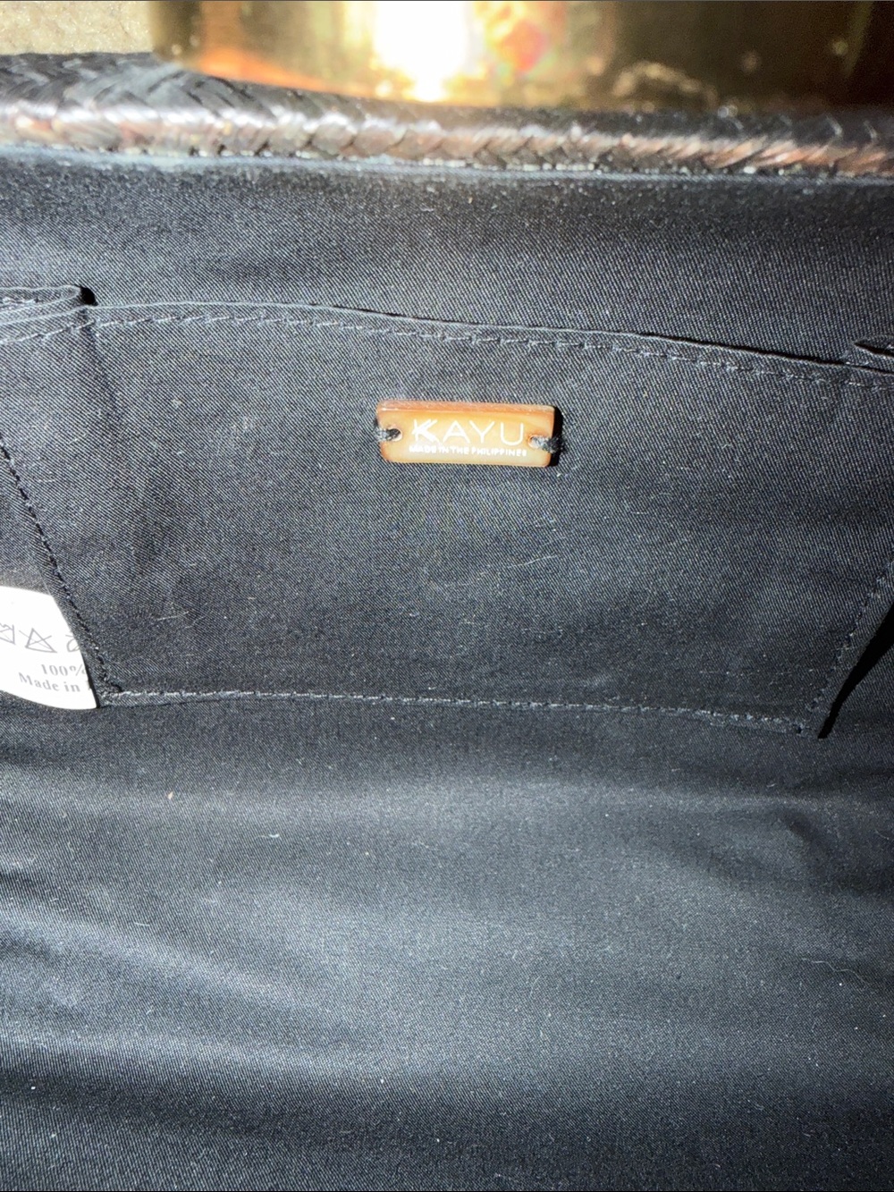 Kayu Woven Black Evening Clutch with Gold Chain Strap - Picture 7 of 7